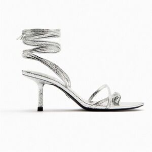 Zara metallic lace-up heels
